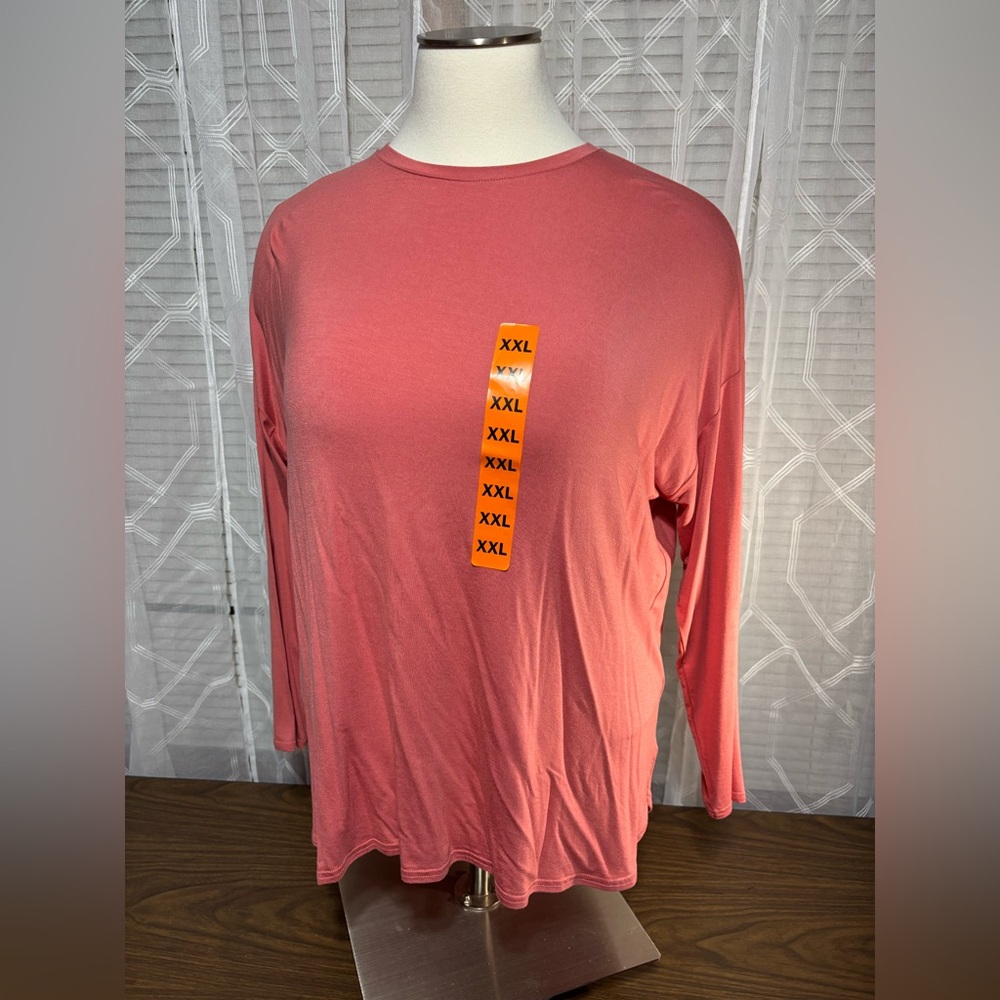GAP NWT Coral Long Sleeve Top XXL Buttery soft 27” p2p 28”L